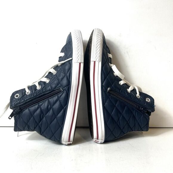 Converse All Star Big Kids Junior Sz 4 Blue Quilted High Top Zip/Lace Up Sneaker - Picture 5 of 11